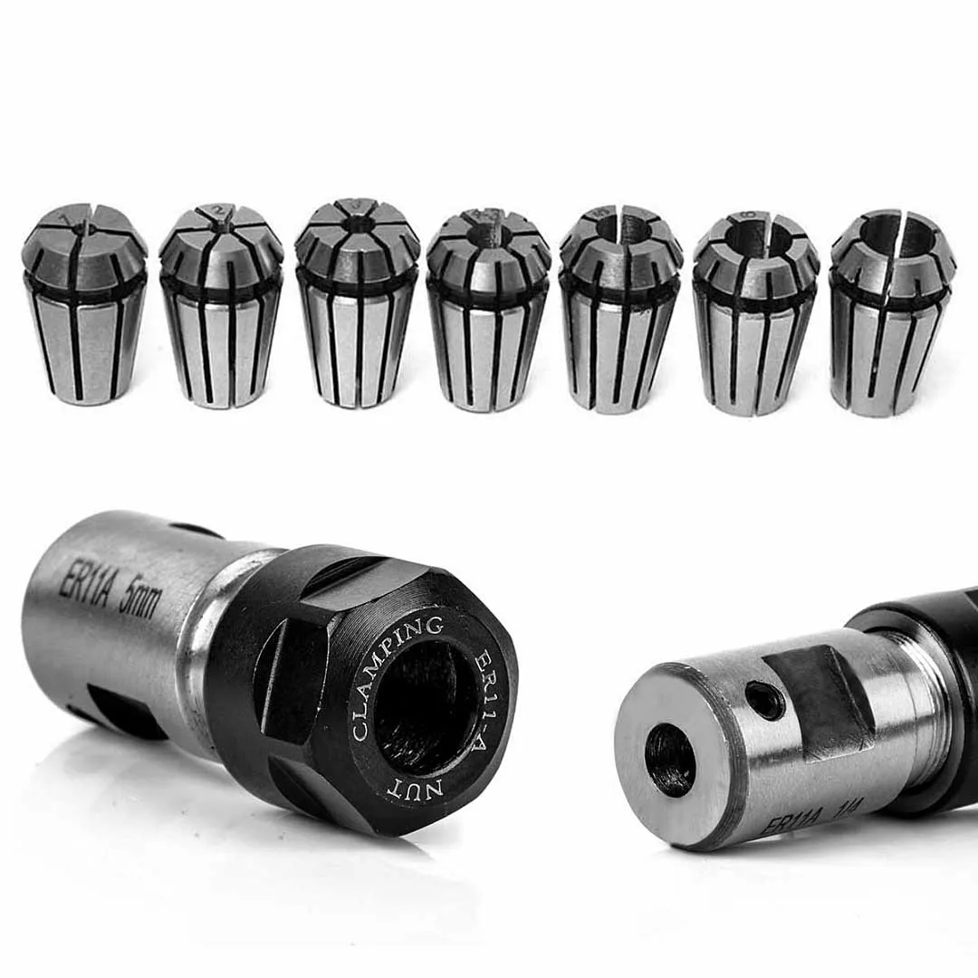 

1*8pcs Er11 1-7mm Spring Collet W/er11a 5mm Motor Shaft Holder Extension Rod