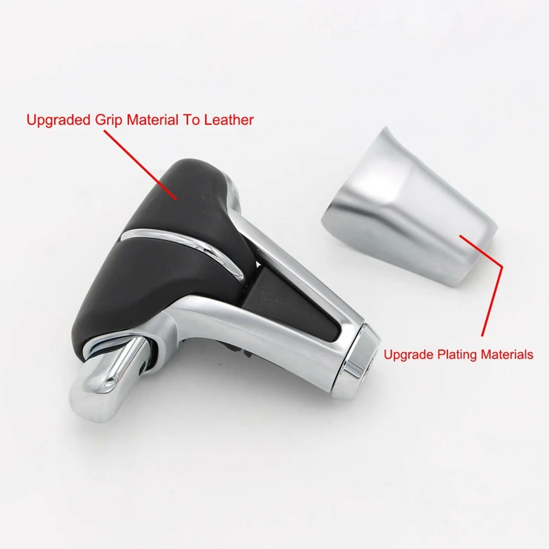 (Хром + кожа) Автоматическая рукоятка для рычага переключения передач с крышкой