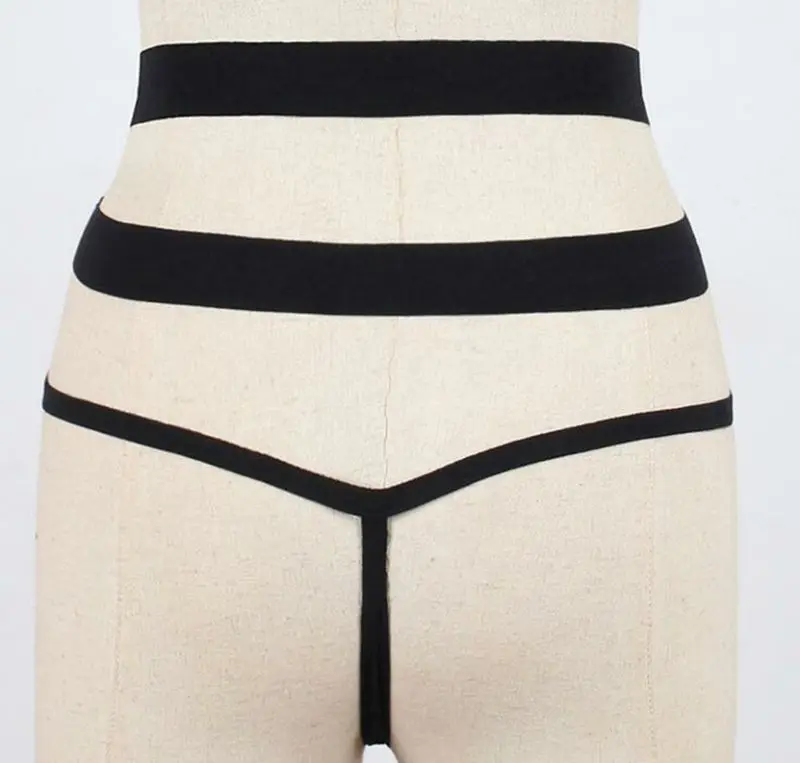 Женские эротические трусы размера плюс с высокой талией черные однотонные