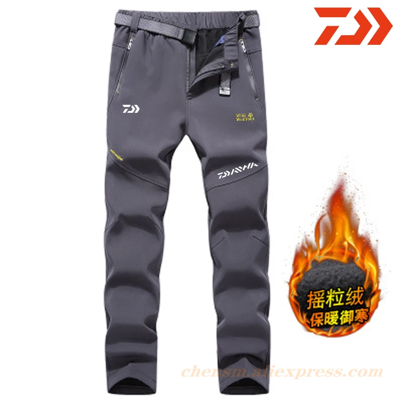 

DAIWA Fishing Pants Winter Men's Outdoor Sports Fishing Keep Warm Thicken Large Size Solid color Soft Shell Fleece Pants