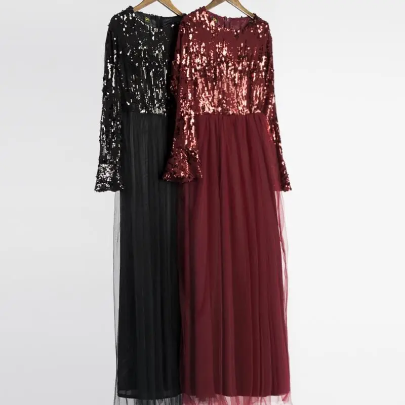 Muslim Dress Sequin Abaya Dubai Abayas For Women Hijab Dress Kaftan Caftan Turkish Dresses Evening Robe Islamic Clothing Kleding