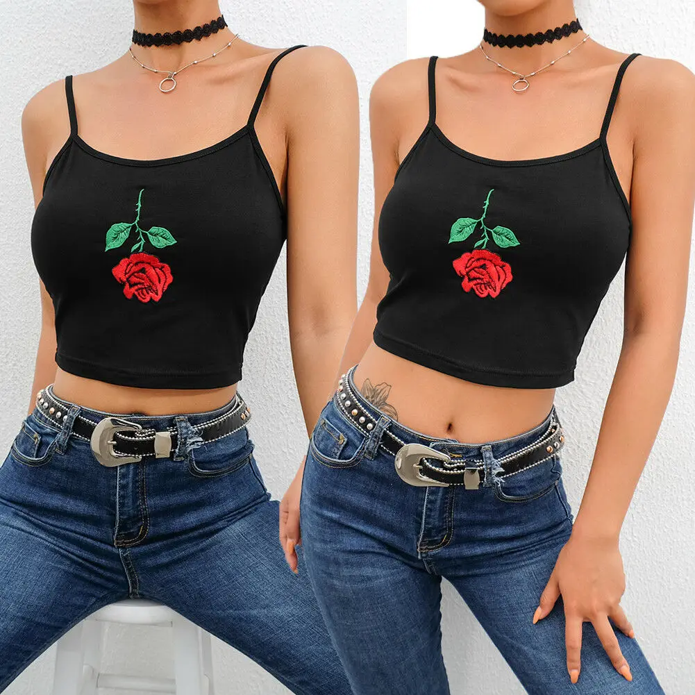 Летняя Новинка модная женская сексуальная короткая кофта с вышивкой розы