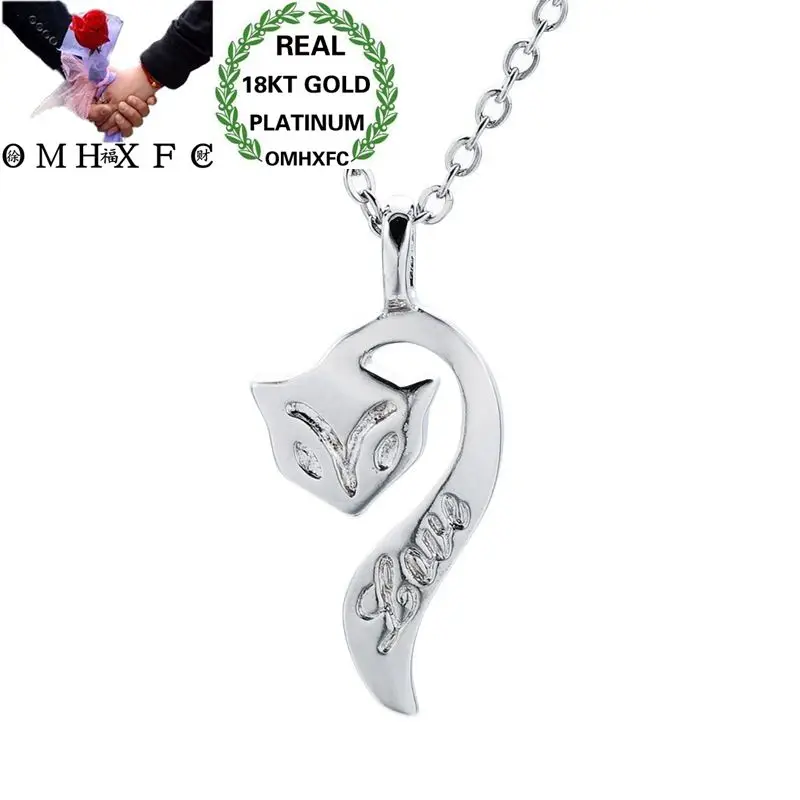 

MHXFC Wholesale European Fashion Woman Female Party Birthday Wedding Gift LOVE Fox 18KT White Gold Pendant Necklace NL209