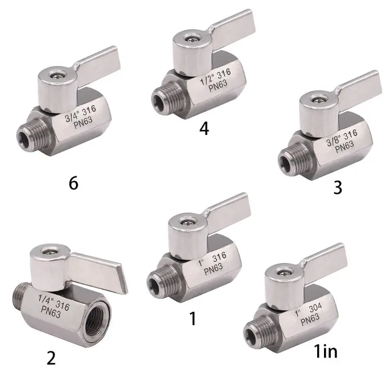 

PN63 Female to Male 2 Way Mini Ball Valve 1in/1\"/2\"/3\"/4\"/6\" 316 Brewer Pipe Fit