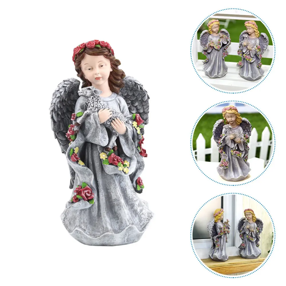 

1PC Yard Retro Angel Girl Crafts Garden Landscape Resin Decor Vintage Angel Girl