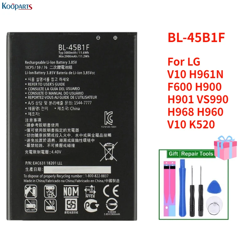

BL-45B1F Battery Replacement for LG V10 H961N F600 H900 H901 VS990 H968 H960 V10 K520 Batteries Bateria with free tools