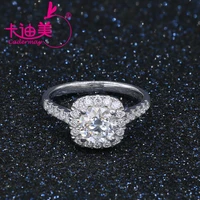 cadermay s925 silver classic style square shaped 1ct moissanite diamond ring band for women wholesale price