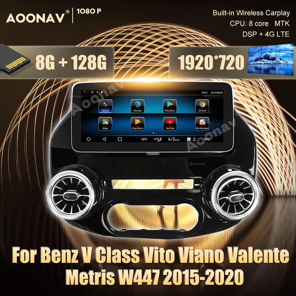

8G 128GB Android car radio For Mercedes Benz V Class Vito Viano Valente Metris W447 2015-2020 multimedia player Stereo Head Unit