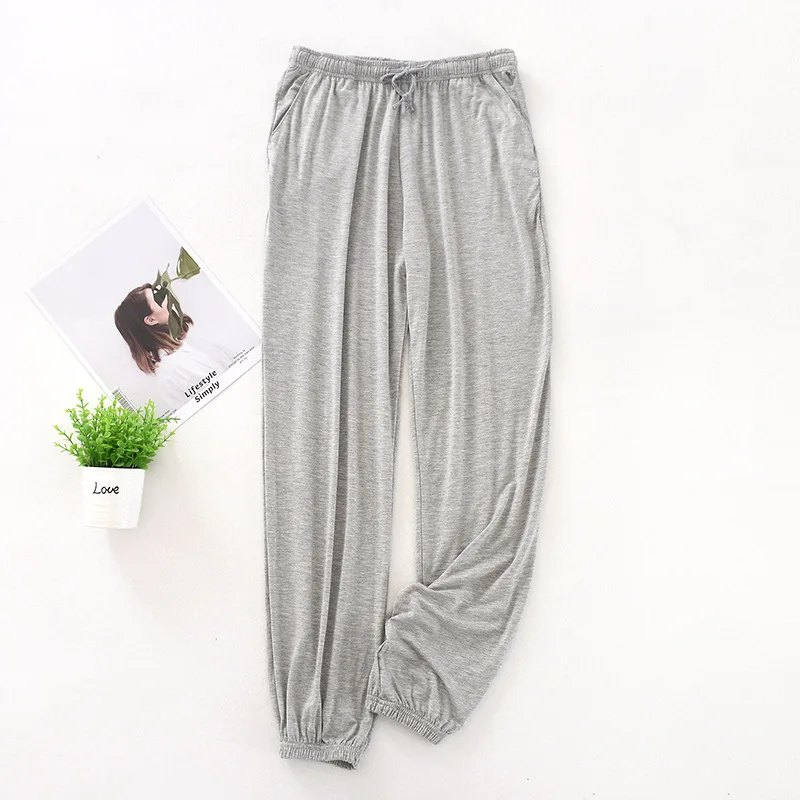 Plus Size Spring Autumn Men Modal Sleepwear Trousers Leisure Sleep Long Pants For Male Loose Elastic Thin Sleep Bottoms Homewear