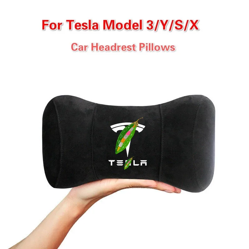 

1PCS Car Head Pillow Neck Support For Tesla Model 3 X S Y Auto Styling Seat Headrest Care Soft Suede Car Accessories interior