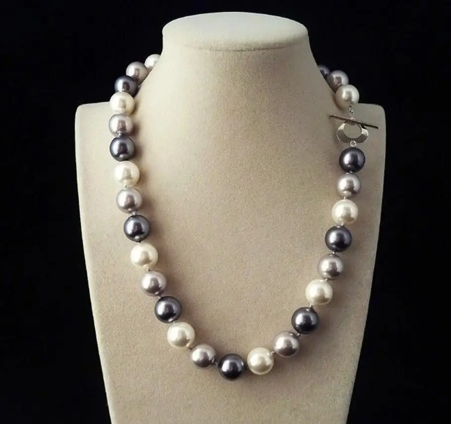 Бесплатная доставка редкая огромная 12 мм Подлинная черно-белая жемчужная