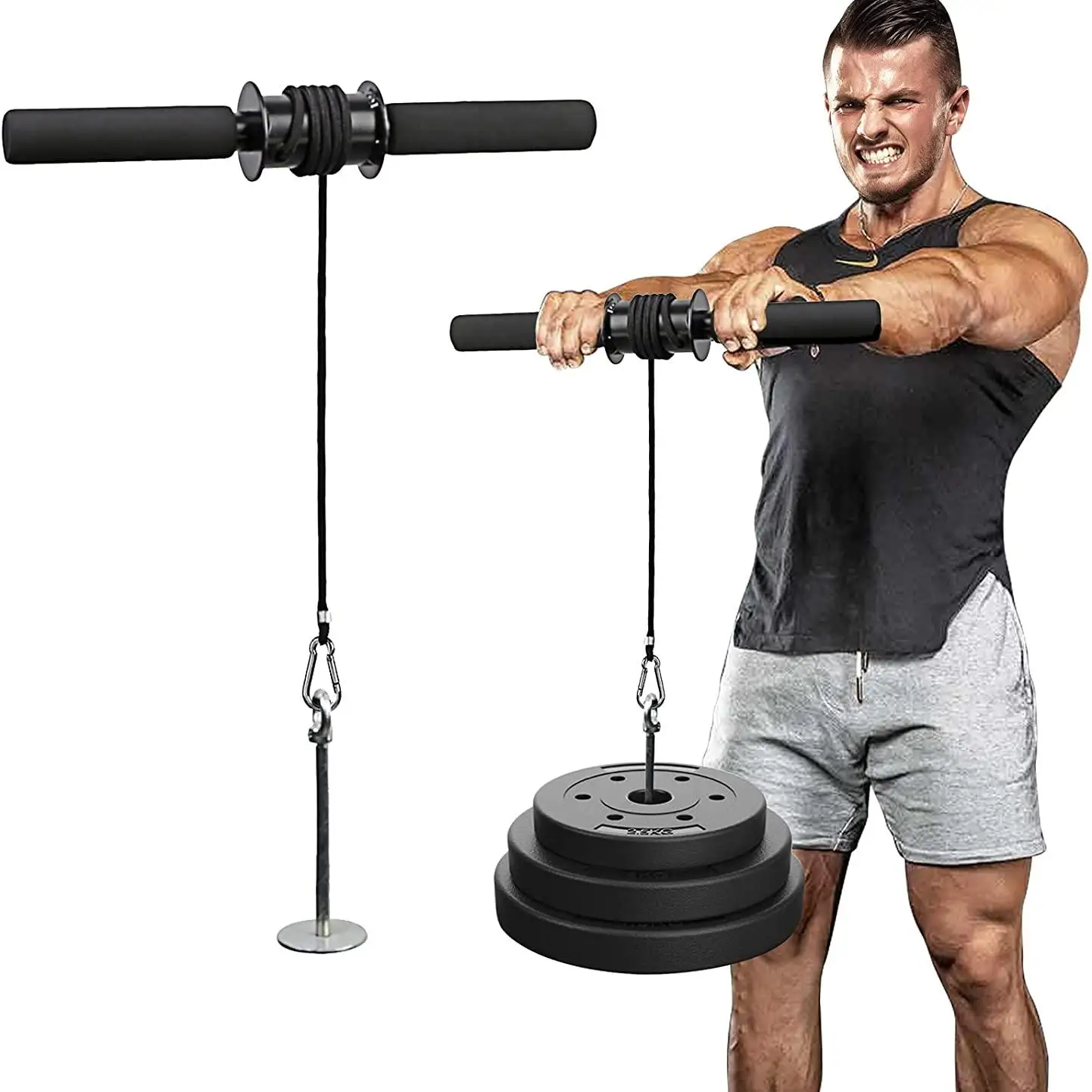 Forearm Trainer Strengthener Hand Gripper Strength Exerciser Weight Lifting Rope Waist Roller Power Stick Gym Fitness Equipment