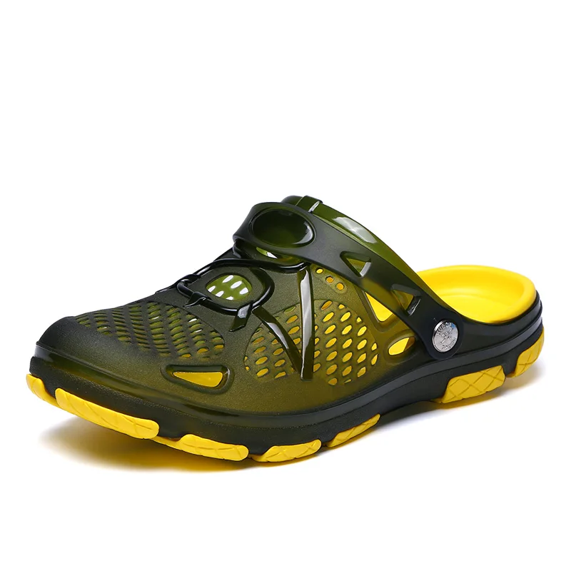 

2021 Men Sandals New Fashion Breathable Jelly Shoes Beach Home Hollow Out Casual Outdoor Waterproof Slippers Flats Mules