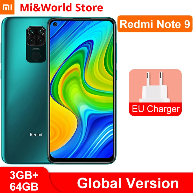 Глобальная версия Xiaomi Redmi Note 9 3 ГБ ОЗУ 64 мобильный телефон Восьмиядерный