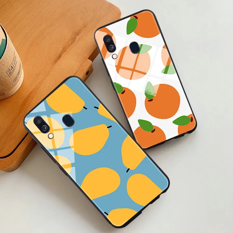 Glass Case For Samsung Galaxy A10 A20 e A30 A40 A50 A80 A90 A5 A7 A8 J5 J4 2017 2018 A21 A51 A71 A81 S11 Plus Lite Fruits Cover | Мобильные