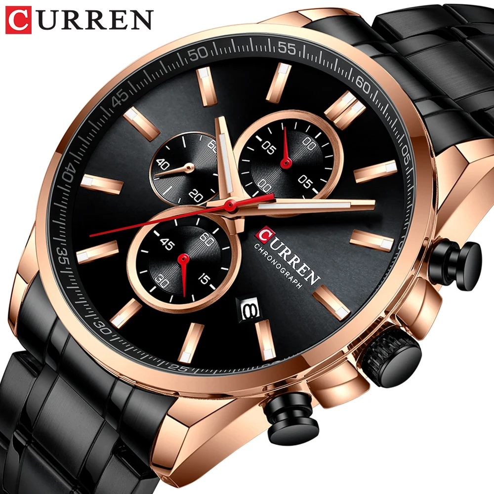 

Curren Fashion Men Watch Male Creative Business Chronograph Quartz Clock Stainless Steel Waterproof Watch Men Relogio Masculino