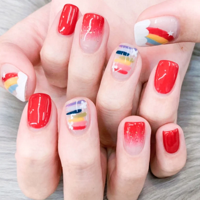 Летние детские наклейки для ногтей в виде единорога декоративные милые элементы