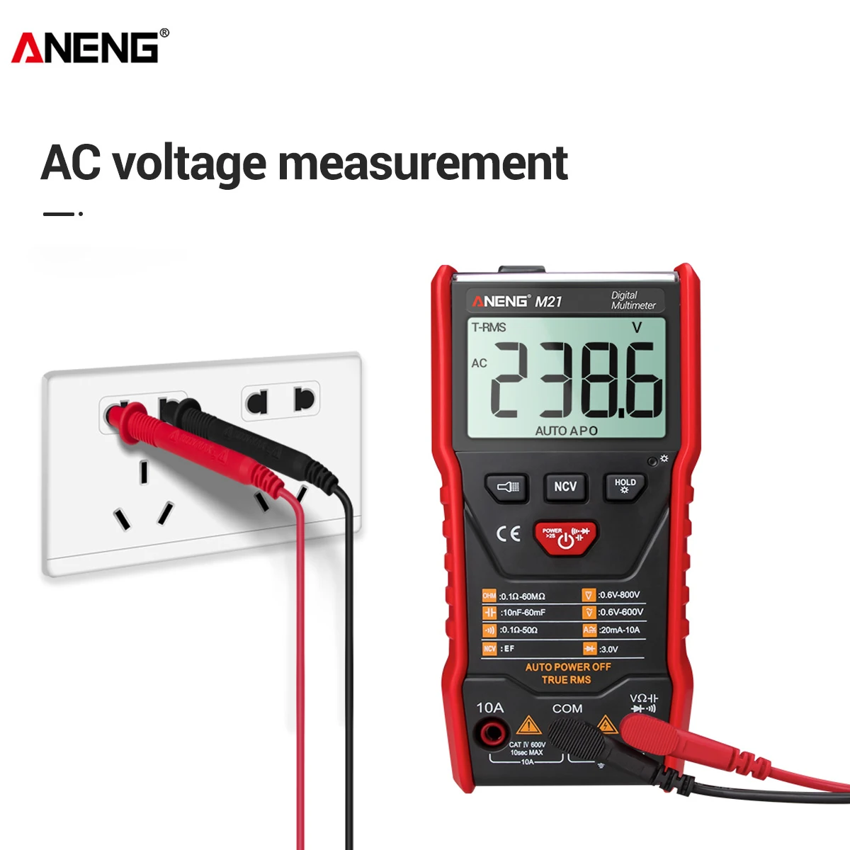

ANENG M21 Digital Auto Multimeter 6000 Counts Backlight AC/DC Portable Ammeter Volt Ohm lcr Meter transistor tester true rms