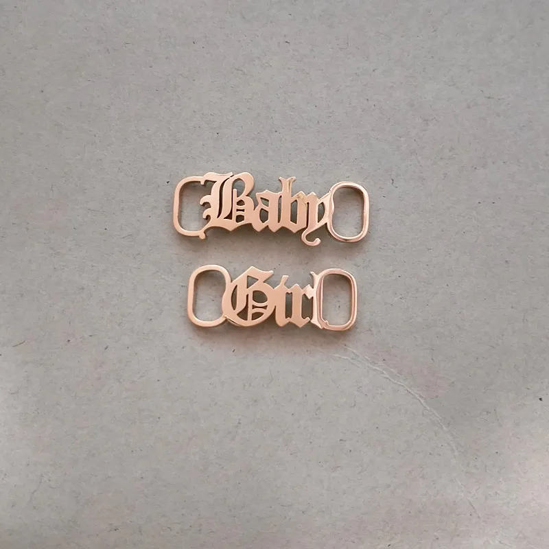 

Baby Shoe-buckle Old English Letters Bad Girl Shoe Fastener Punk Jewelry Best Friends Gift For Women Left Right Buckie Gothic