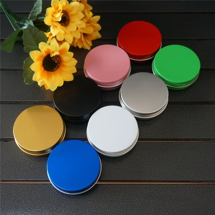 

60g 60ml Empty Round Aluminum Box Metal Tin Cans Portable Cream DIY Refillable Gold Green Jar Tea Aluminum Pot Black Containers