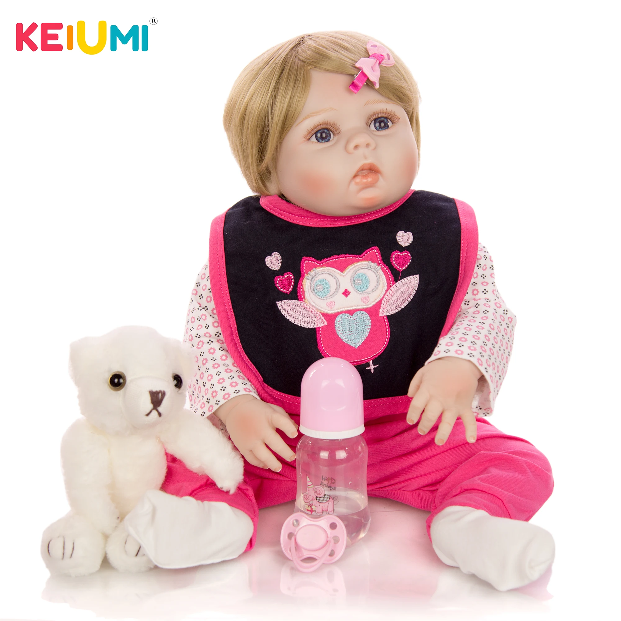 

KEIUMI Real 23 Inch 57cm Reborn Baby Doll Full Silicone Adorable Lifelike Toddler Kids Menina With Surprise For Christmas Gift