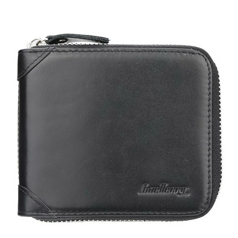 2019 модный мужской кожаный кошелек на молнии вокруг бумажника два сложения мульти