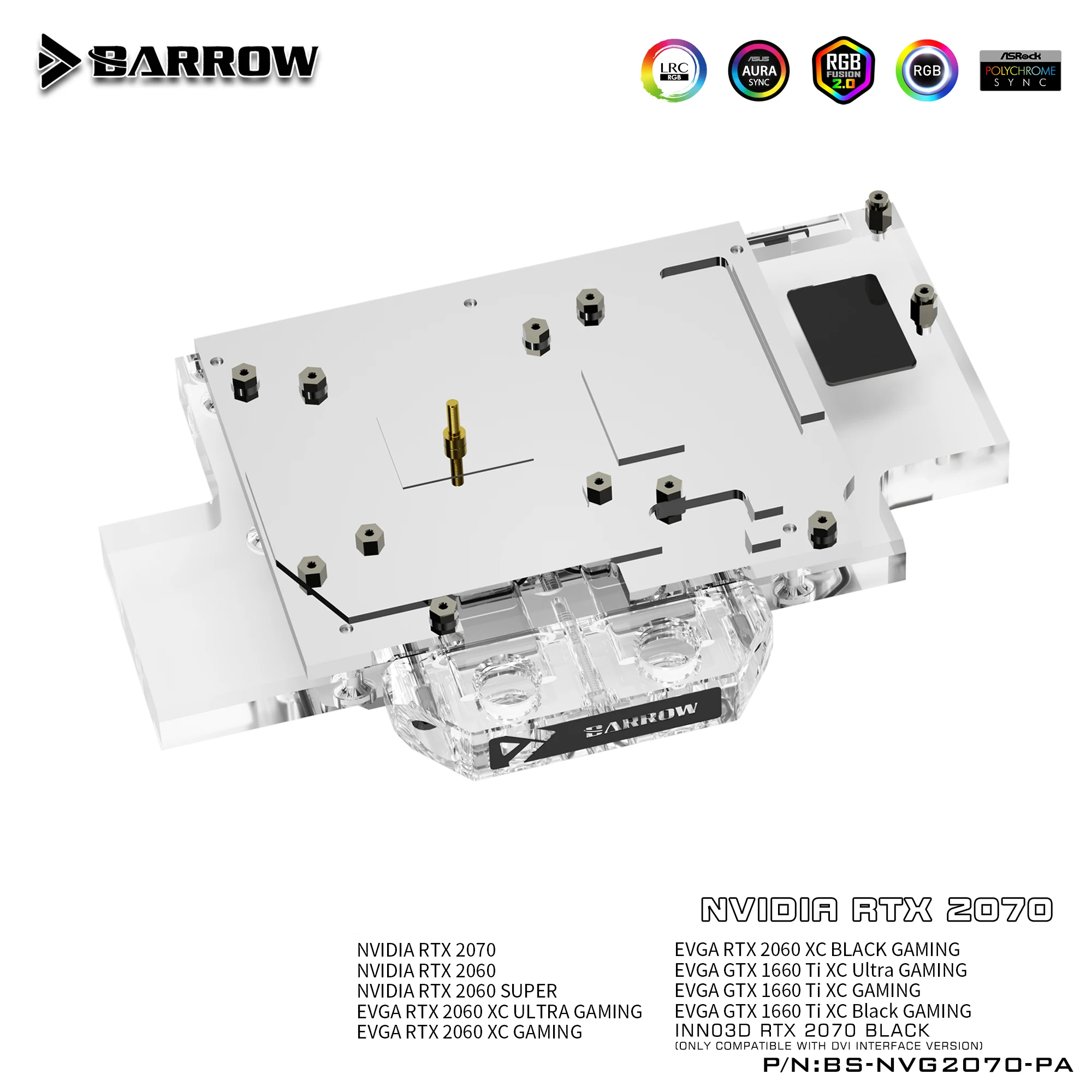Barrow BS NVG2070 PA Полностью Закрытые блоки для водяного Охлаждения видеокарты