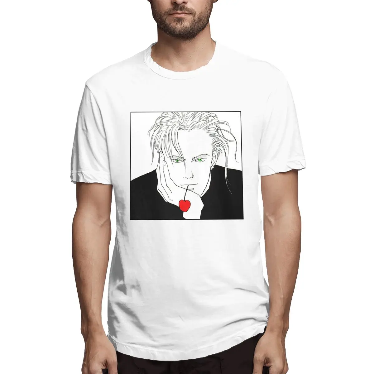 

Banana Fish Angel Eyes Men Classic T-Shirt Vintage Tee Shirt Short Sleeve Crewneck 2021 New Arrival T-Shirt 100% Cotton Clothes