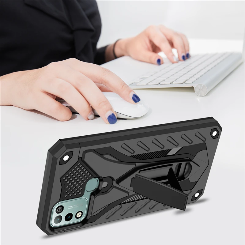 anti knock armor shockproof phone case for infinix hot 10 9 play 10s nfc 10 lite smart 5 kickstand holder protective back cover free global shipping