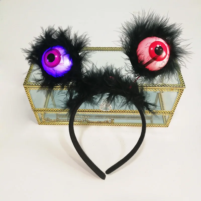 

Halloween Headdress Horror Eye Bat Headbands Glowing Eyeball Hair Accessories Festival Headwear for Adults