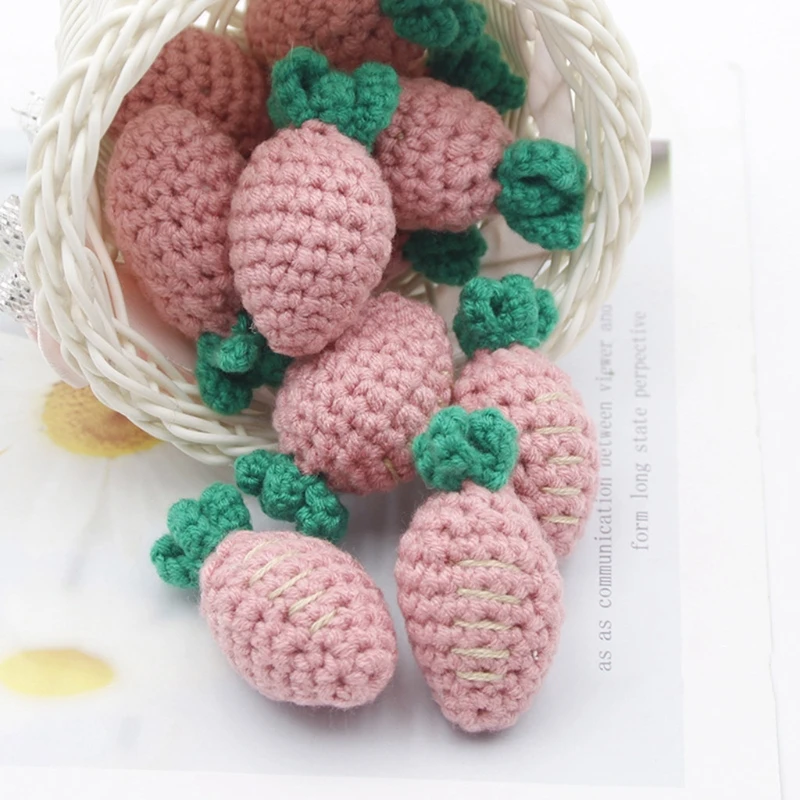 

Handmade Crochet Carrot Knitting Wool Beads DIY Baby Pacifier Chain Accessories A2UB