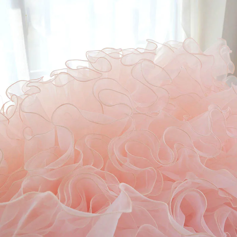 10Meters Organza Ruffle Lace Fabric Baby Pleated Mesh Laces Trim Pink White Black Red Doll Skirt Material | Дом и сад
