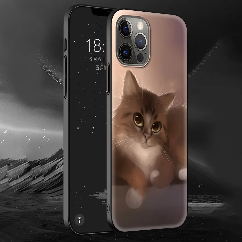 

Cartoon Cat Silicone Soft Phone Case for iPhone 12 11 Pro MAX 8 7 XS XR X 6 6S Plus XS MAX SE 2020 Luxury Coque Shell