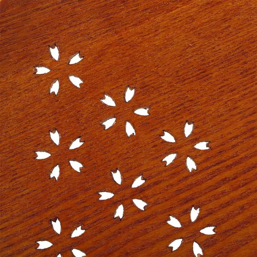 Чайные подносы деревянный полый Восточный Вишневый узор Круглый сервировочный