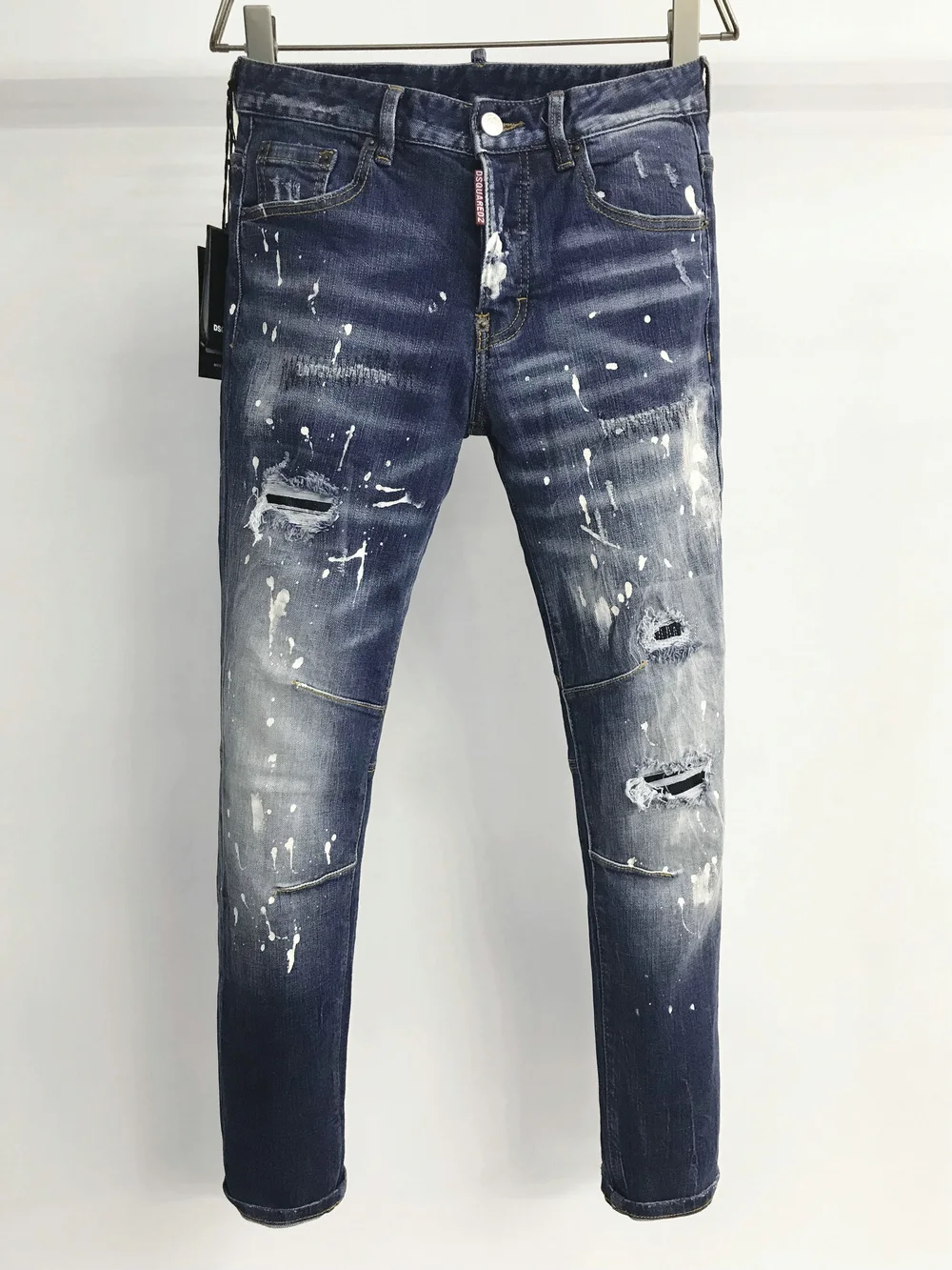 

New DSQUARED2 Men's/Women Jeans Fashion Ripped Ink Paint Slim-Fit Pants 9816