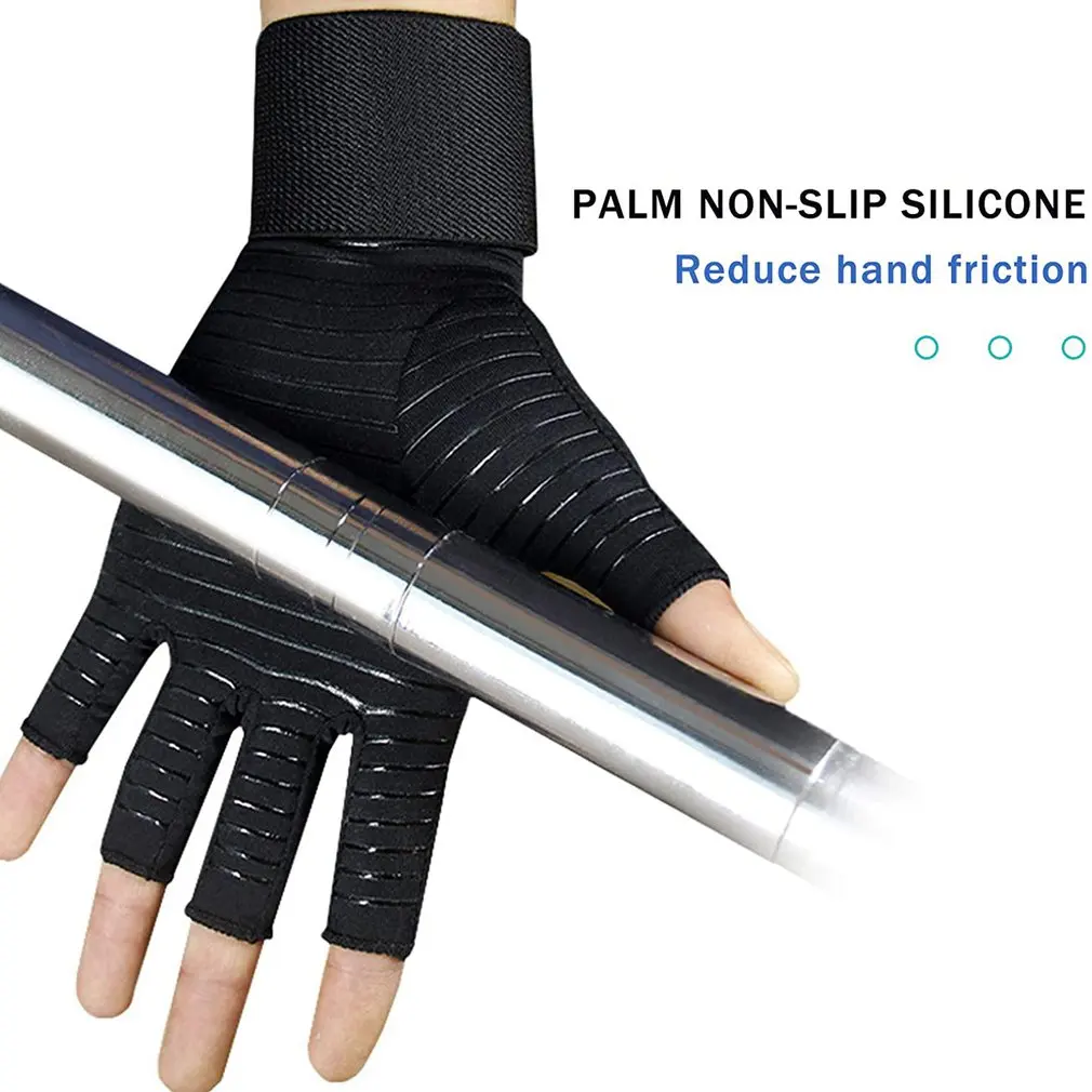 

WorthWhile 1 Pair Compression Arthritis Gloves for Women Men Joint Pain Relief Half Finger Brace Therapy Wrist Support Anti-slip