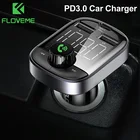 Автомобильное зарядное устройство FLOVEME Fast PD3.0, fm-передатчик, Bluetooth, автомобильный аудио mp3-плеер, tf-карта, автомобильный комплект, двойное зарядное устройство USB для телефона xiaomi