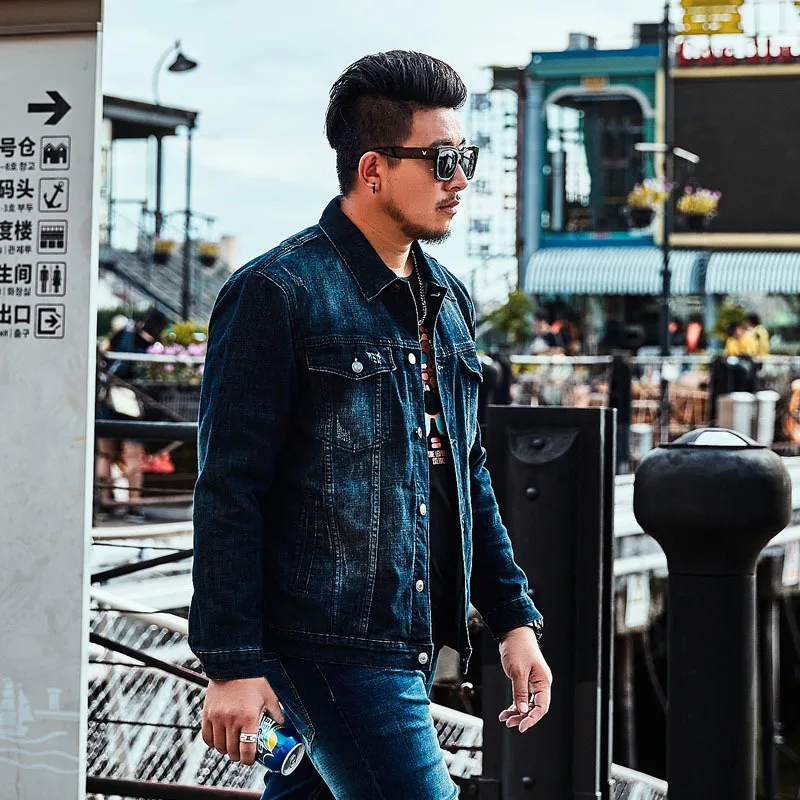 Denim Jacket 97% Cotton Jackek For Men's Thick Casual super large coat Mens Fat Guys Large plus size 2XL -5XL6XL7XL8XL | Мужская
