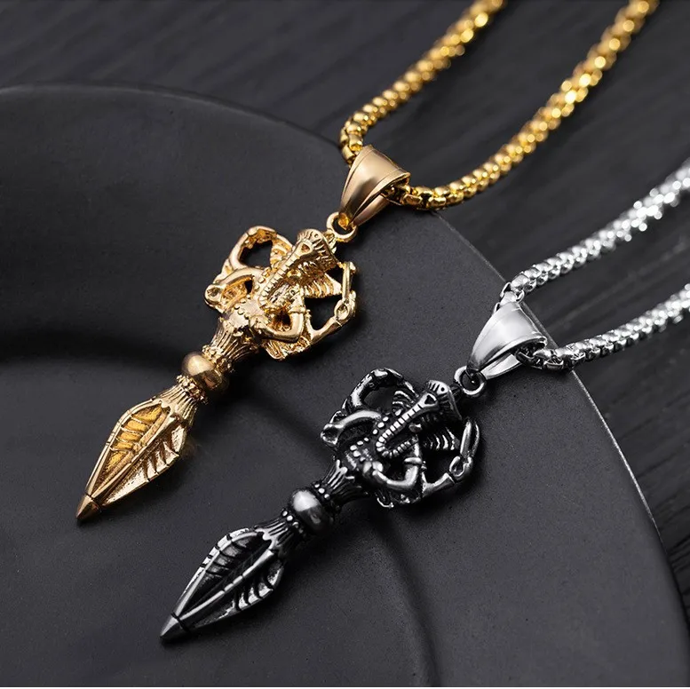 Буддийское ожерелье из нержавеющей стали в виде слона Vajra Evil Jiang Ganesha подвески