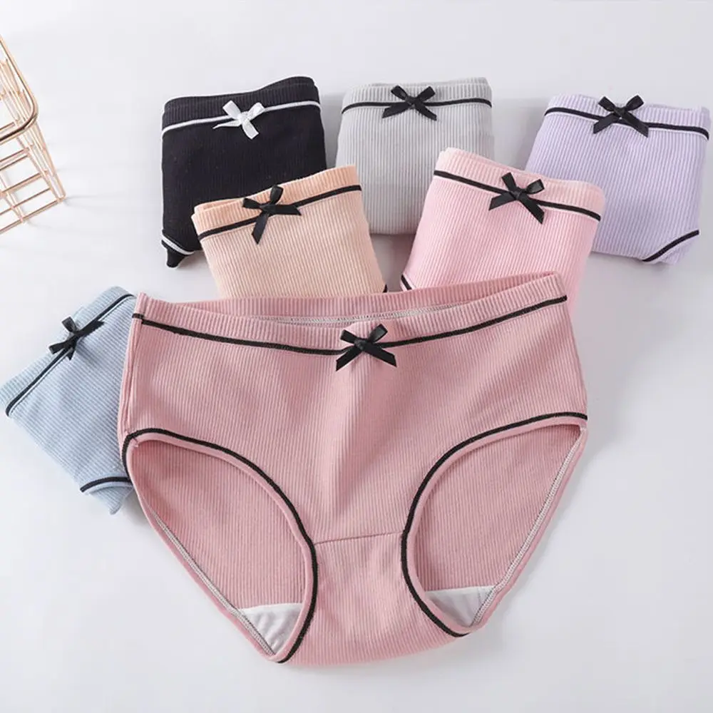 

Women Female Simple Cute Seamless Underwear Panties Bow Briefs Middle Waist