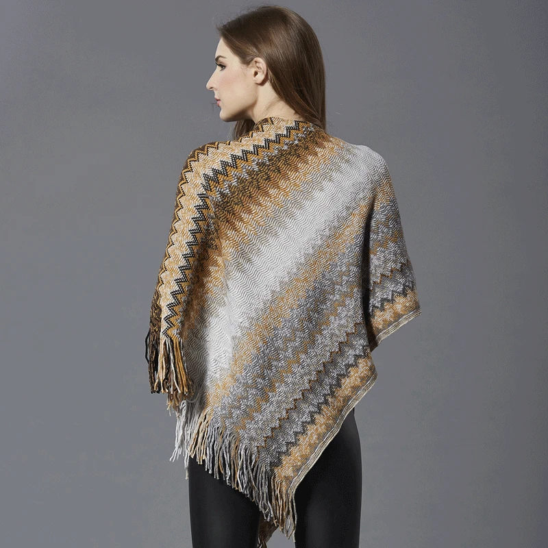

Women New Style Autumn Streetwear Bat Sleeve Cape Tops Tassled Sweaters Ladies Cloak Winter Knitting Clothes Women Korean Tops