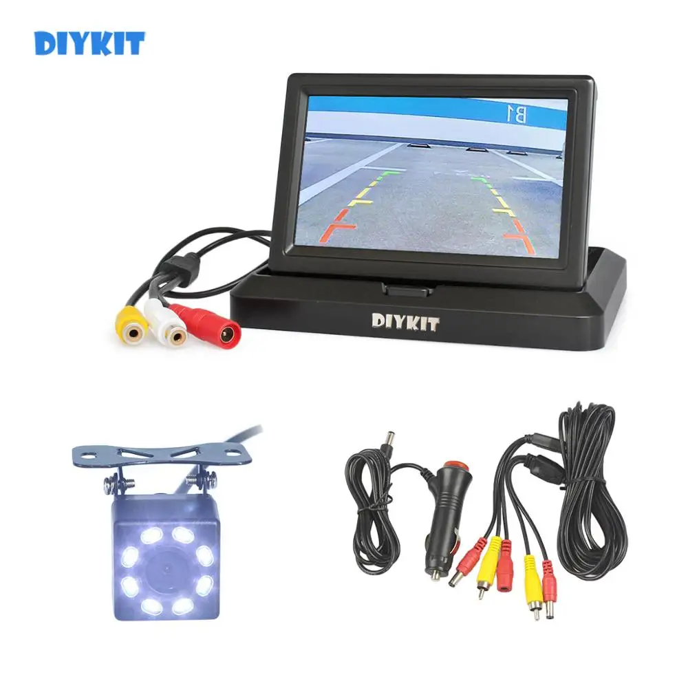 

DIYKIT 5" Backup Car Monitor LCD Display Reversing Car LED Camera Color Night Vision Rear View Mirror HD Camera Kit Security