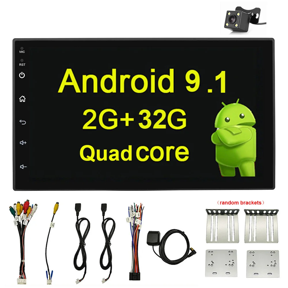 2 32G Camera 7 ''2 Din Android 9,1 автомобильный Радио Стерео gps навигация 2+ 32G автомобильный мультимедийный плеер automag для peugeot hyundai VW golf 3 Nissan - Цвет: 2 32G Camera