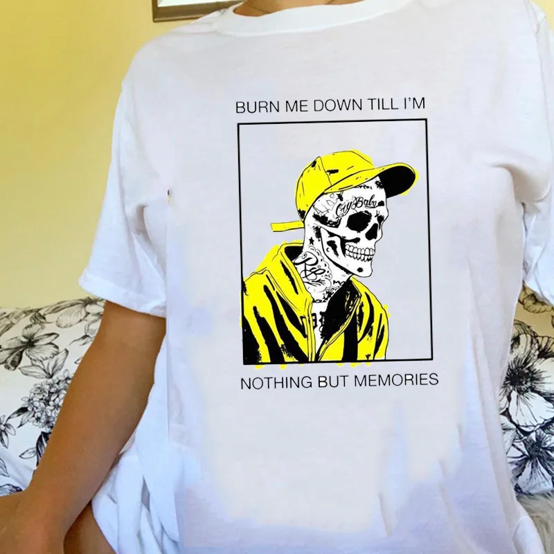 

Burn Me Down Till Nothing Skeleton Unisex Lil Peep Hip-hop T-Shirt Harajuku Tumblr Ulzzang Hipster Grunge Graphic Tee Tops Cloth