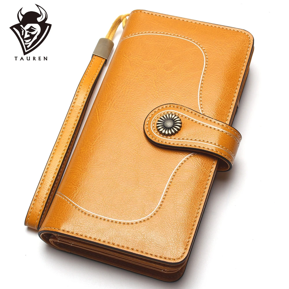 Винтажный кошелек с рчид блокировкой вместительный натуральный длинный Дамский