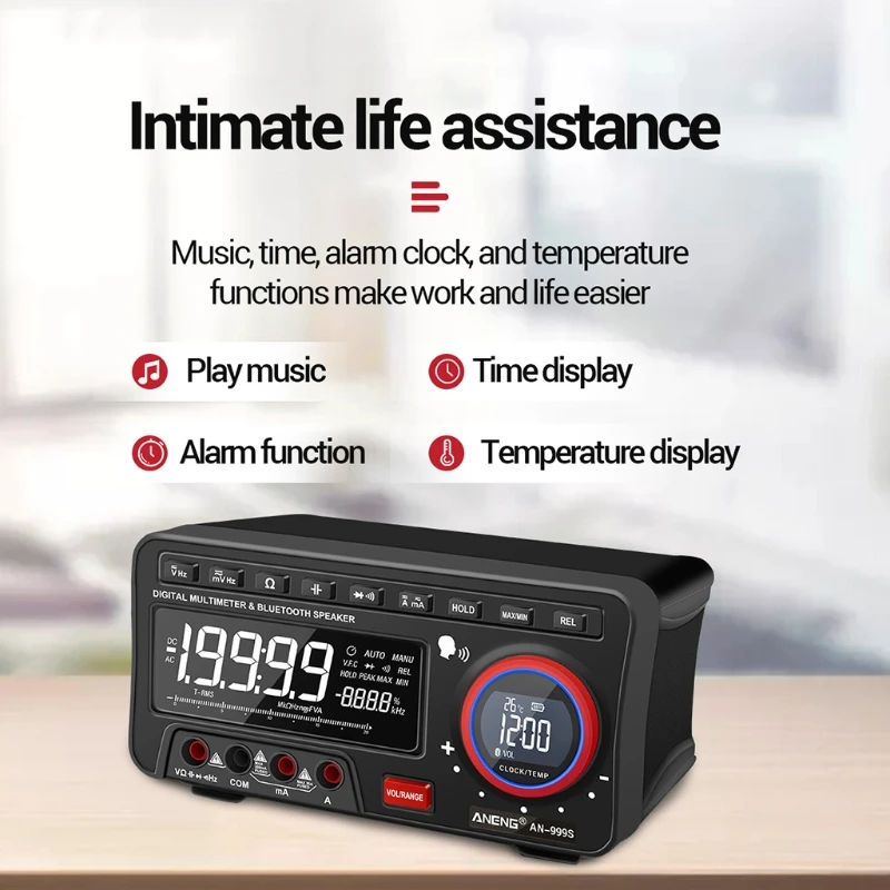 

LCD Display Digital Multimeters Multifunctional Ampere Voltage Ohm Meter Bluetooth with Rechargeable Batteries