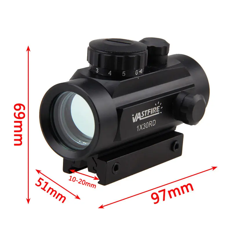 

5 M.O.A Dot Red Green Dot 1X30RD Telescope Dot Scope Sight Tactical Airsoft Picatinny Mount For 11mm & 20mm Weaver Rail Hunting
