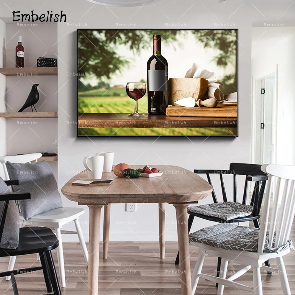 

1 Pieces Red Wine And Bread Kitchen Decor Wall Art Posters For Living Room Modern Home Decor HD Canvas Painting Artwork