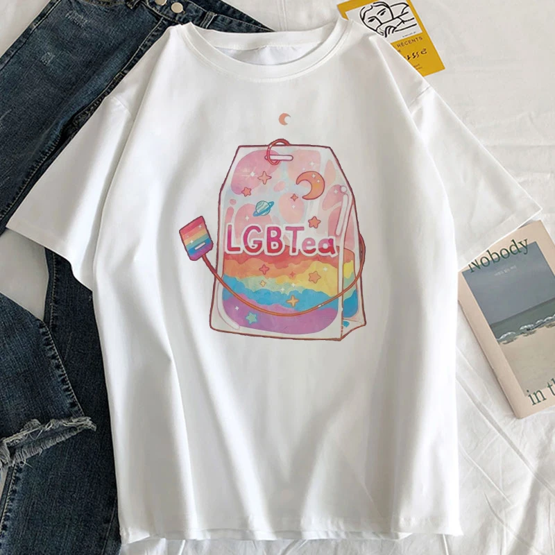 Футболка ЛГБТ графическая Y2k Радужная Женская милая уличная одежда в стиле