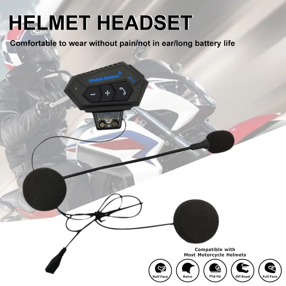 

Motorcycle Helmet Blue-tooth Headset with Microphone Rechargeable Auto Answer Wireless Earpiece 32Hrs Endurance Helmet Headset